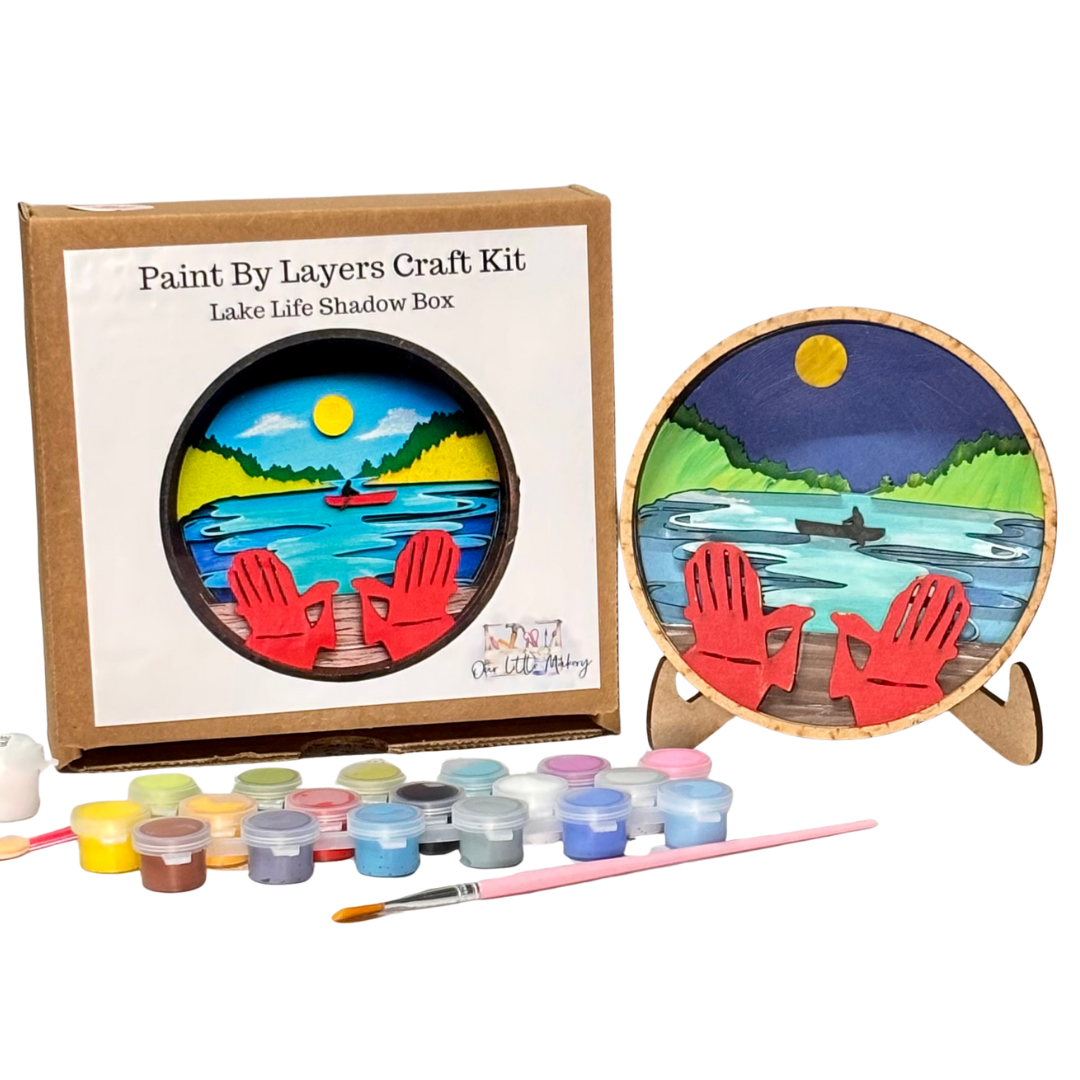 How to paint an Ombre Sky & Water in the Lake Life Shadow Box Kit- VLOG