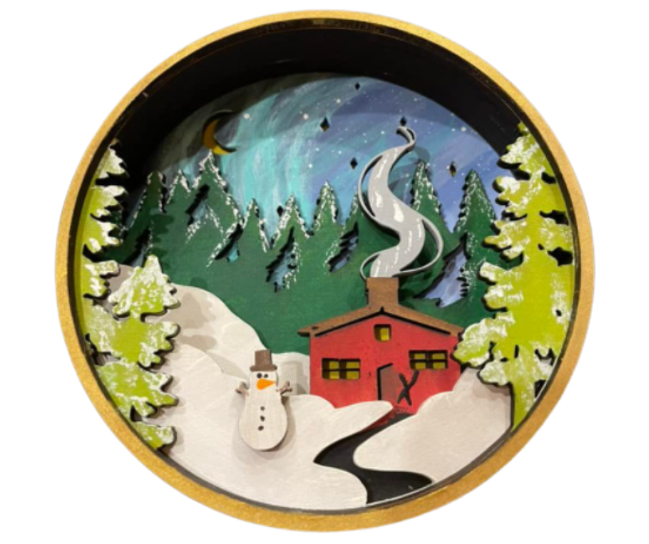 Winter Cabin Shadow Box