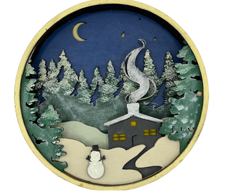 Winter Cabin Shadow Box