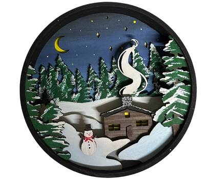 Winter Cabin Shadow Box
