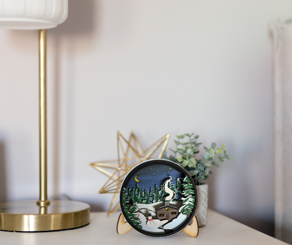 Winter Cabin Shadow Box