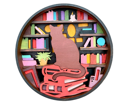 The Purrrfect Book Shadow Box