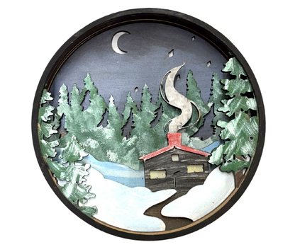 Winter Cabin Shadow Box